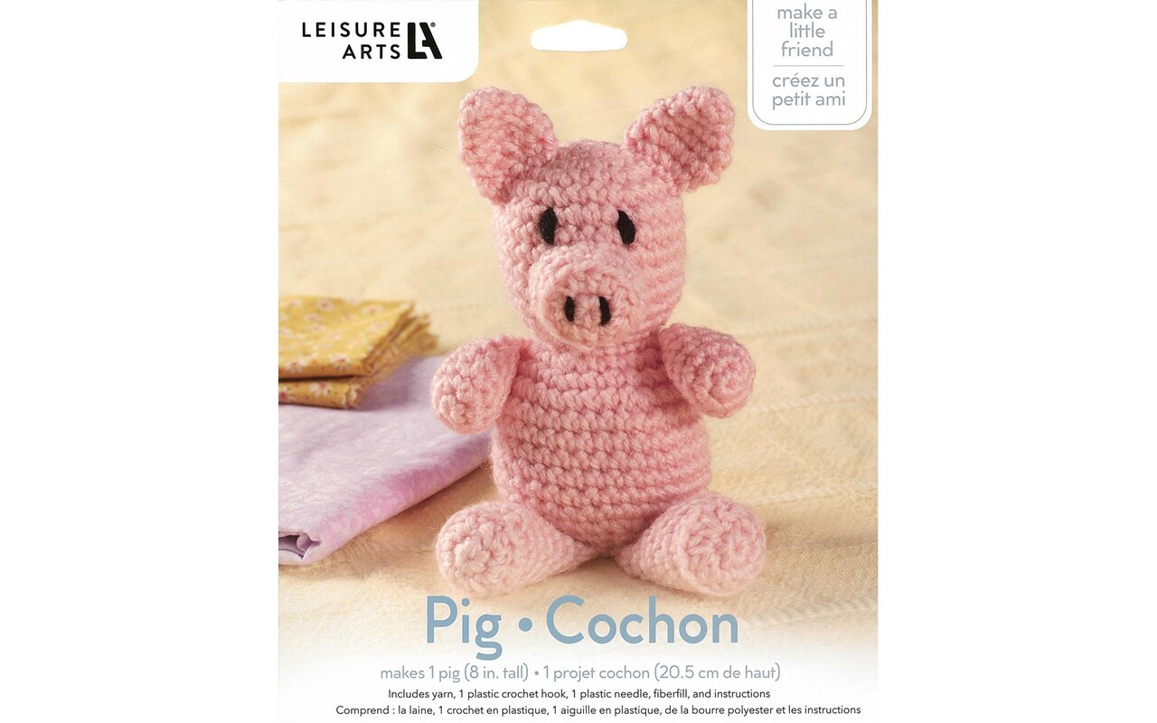 Leisure Arts Little Crochet Friend Animals Crochet Kit, Pig, 8, Complete Crochet  kit, Learn to Crochet Animal Starter kit for All Ages, Includes  Instructions, DIY amigurumi Crochet Kits